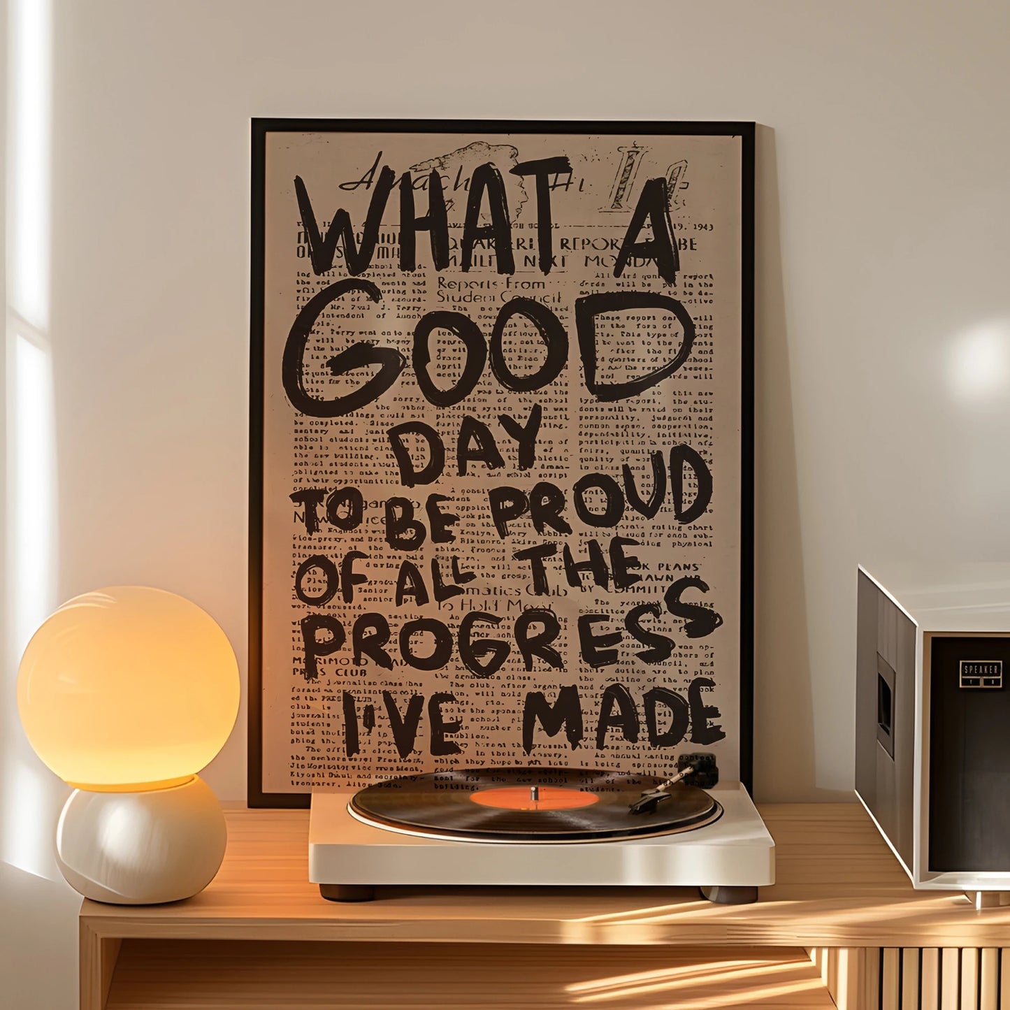 Vintage Newspaper Typography Canvas Wall Art Print