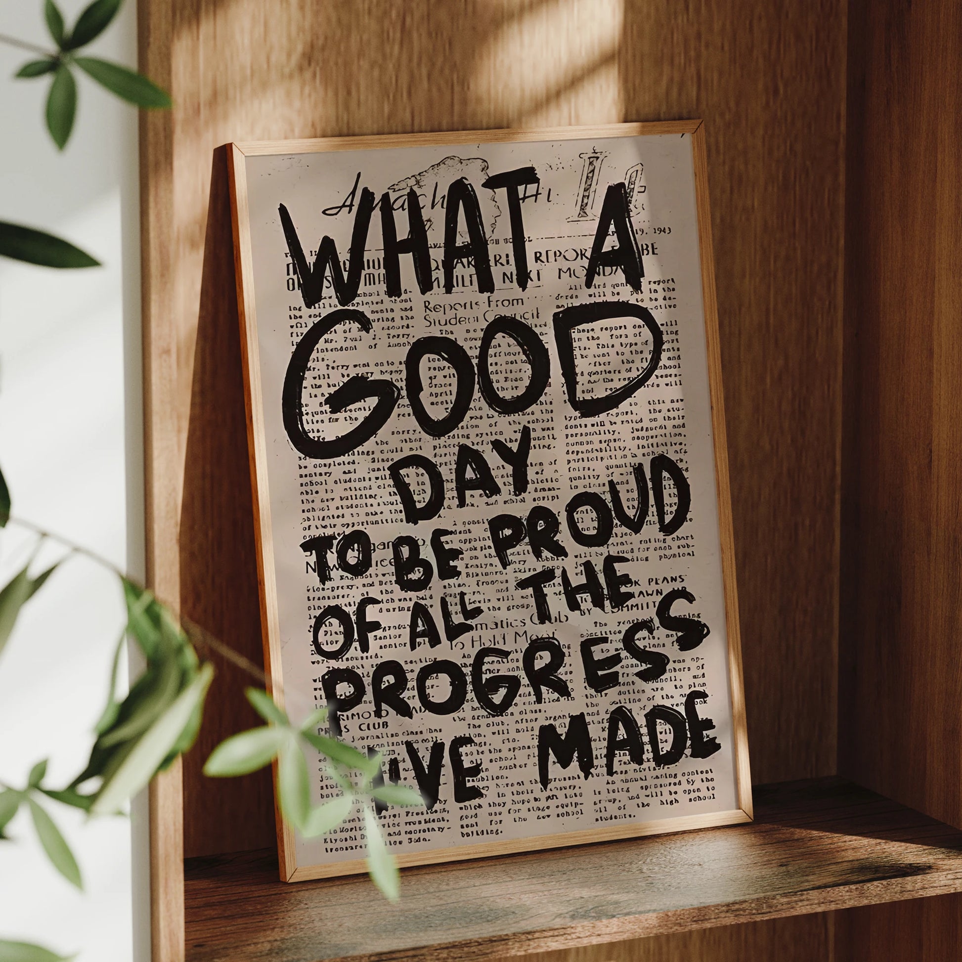 Vintage Newspaper Typography Canvas Wall Art Print