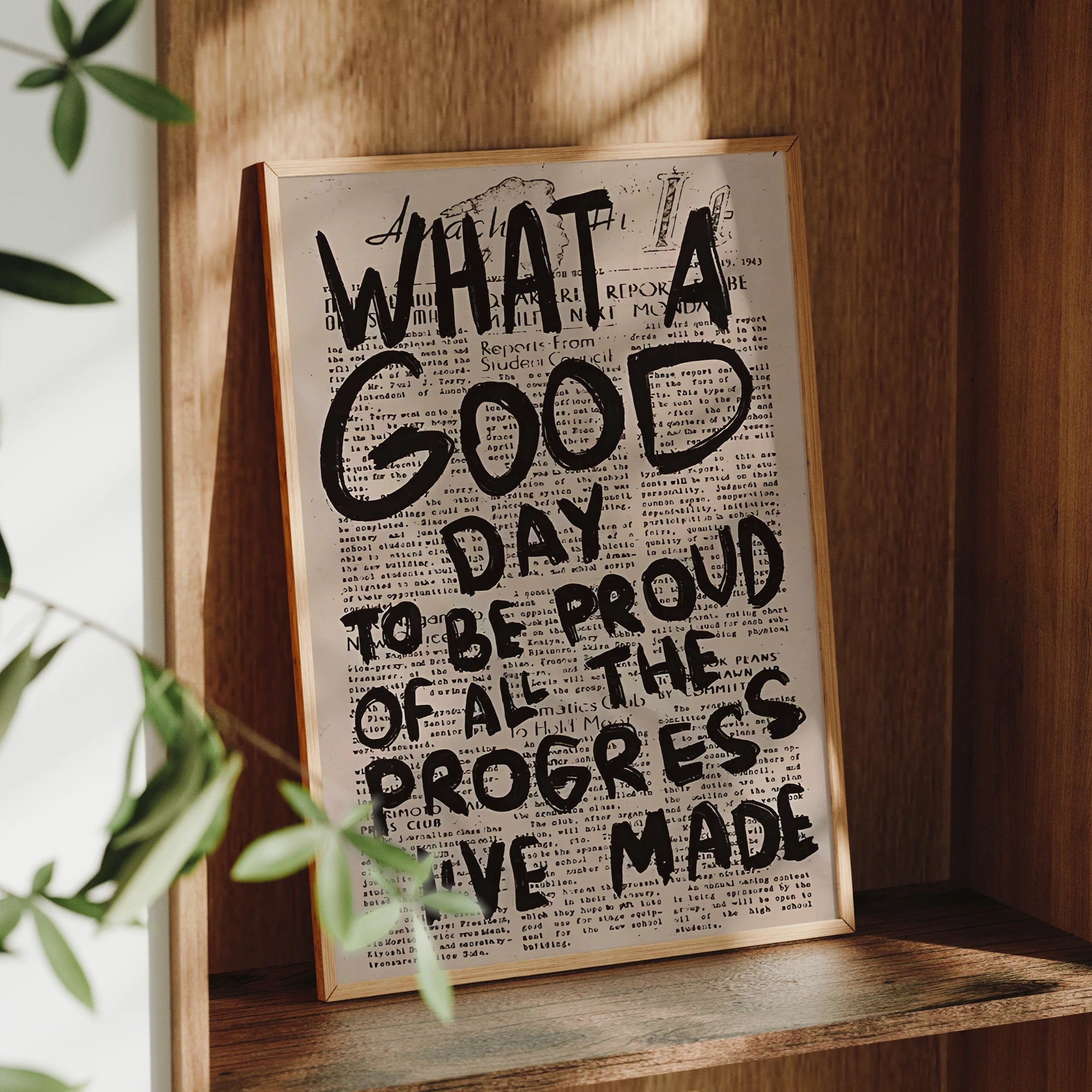 Vintage Newspaper Typography Canvas Wall Art Print
