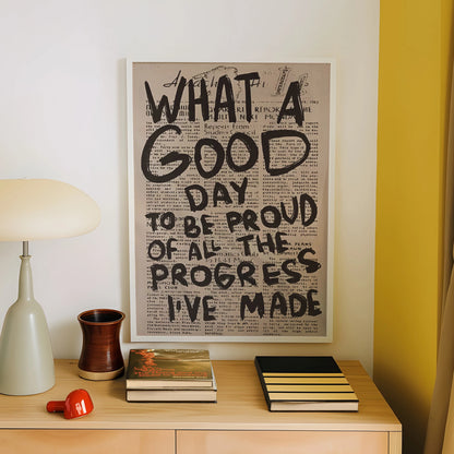 Vintage Newspaper Typography Canvas Wall Art Print